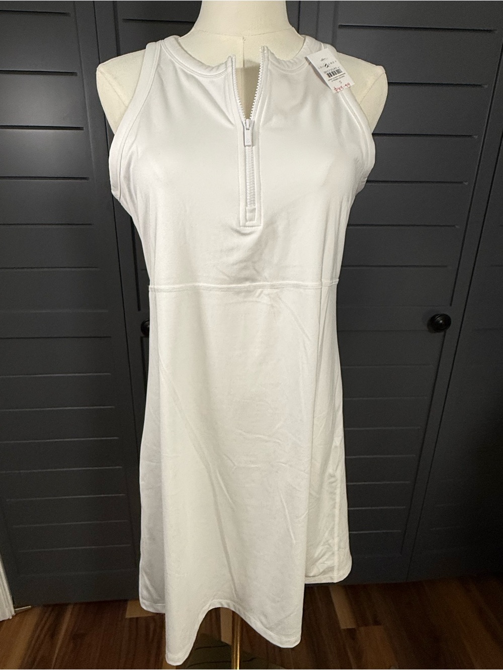 Lou & Grey White Half Zip Sleeveless Performance Dress NWT Size S
